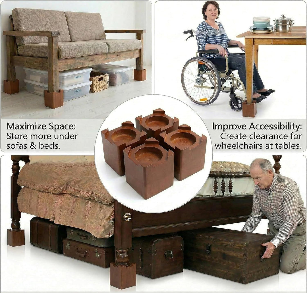 Design61 4er Bett Erhöhung Echt Holz Möbelerhöher Betterhöher Möbelerhöher Betterhöhung Möbelerhöhun