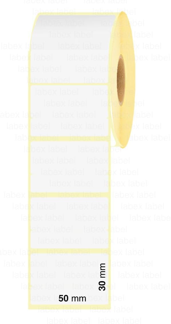 Thermo Etiketten 50x30 mm | Barcode etikett, adressetiketten - Thermo etiketten auf rolle; 1.000 stü