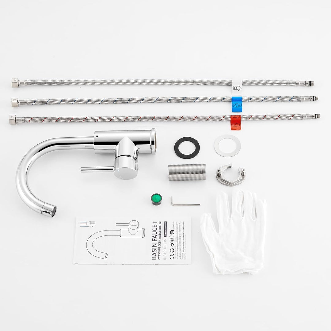 Auralum Küchenarmatur Niederdruck Armatur Küche/Bad, 360°Drehbar Wasserhahn Küche Niederdruck mit 3