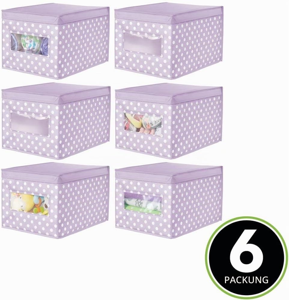 mDesign 6er-Set Aufbewahrungsbox aus Stoff – stapelbare Stoffbox zur Ablage von Kleidung oder Schuhe