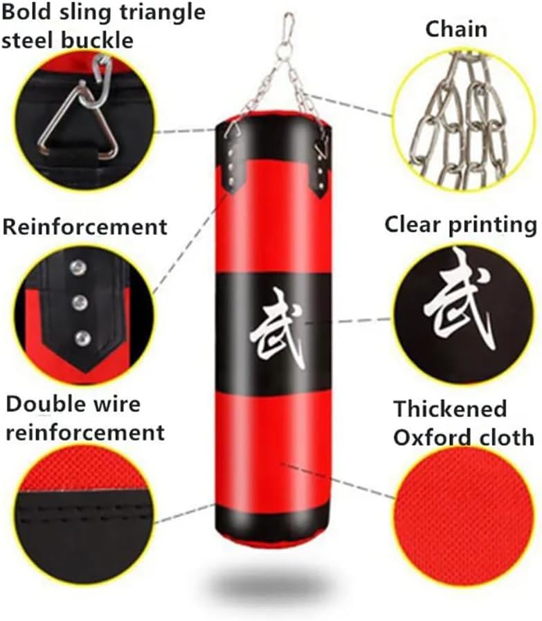 Boxsack Hängend, 15-in-1 Heavy Duty Boxsack, PU-Material Mit dickerer Kette kann 360° gedreht werden