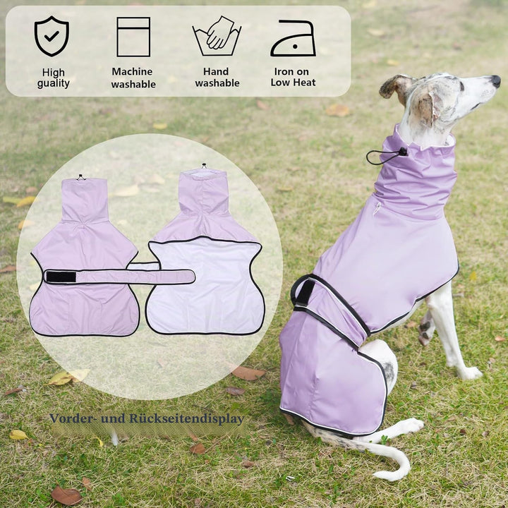 Geyecete Windhund Leicht Hundejacke Regenjacke, Hunderegenmantel Wasserdicht Verstellbar Windhundeja
