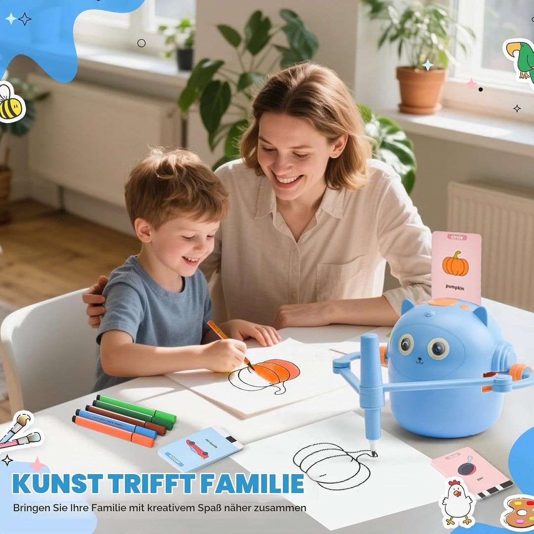 LTFIOON Zeichenroboter Kinder, Roboter Zeichnen für Kinder mit 100 Karten, Magic Drawing Robot Paint