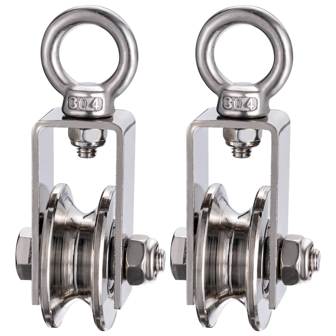 40mm Umlenkrolle mit 2 Kugellager, Edelstahl Fitness flaschenzug，Umlenkrollen für 8mm Seile Stahlsei