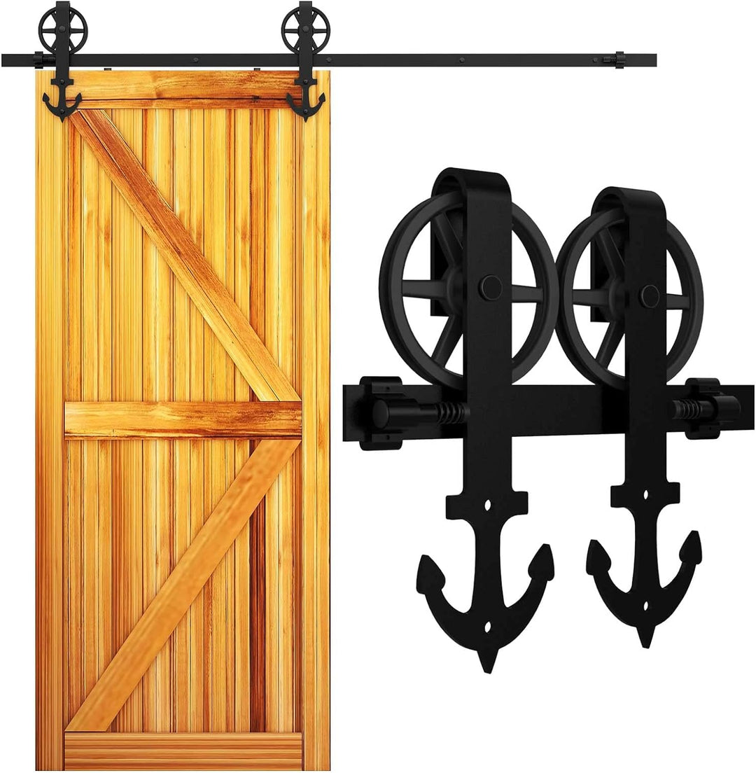 WOLFBIRD 200cm(6.6FT) Hardware Schiene Kit Schiebetür Rolle Grosses Rad, Verwendet für Schiebetürbes