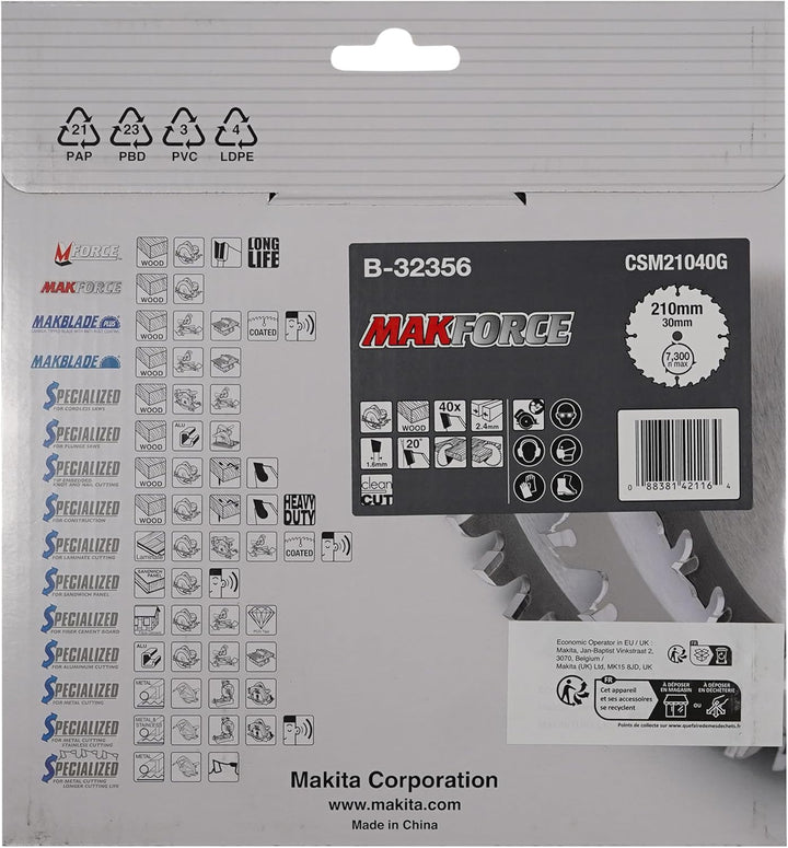 Makita MakForce Saegeblatt, 210 x 30 mm, 40Z, B-32356
