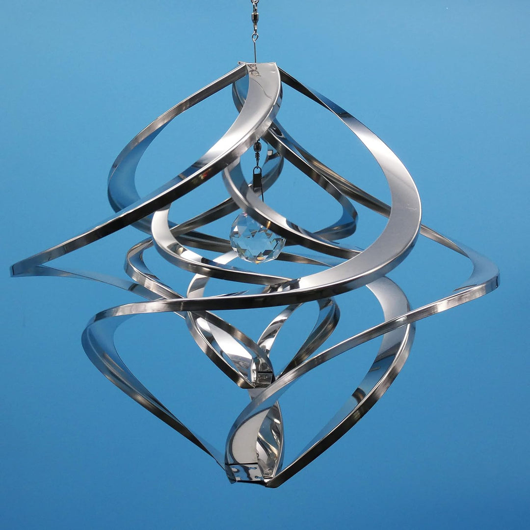 Pommerntraum ®| Edelstahlwindspiel MIT 4 cm KRISTALL ROSTFREI Windspiel Edelstahl Winddancer Unruhe