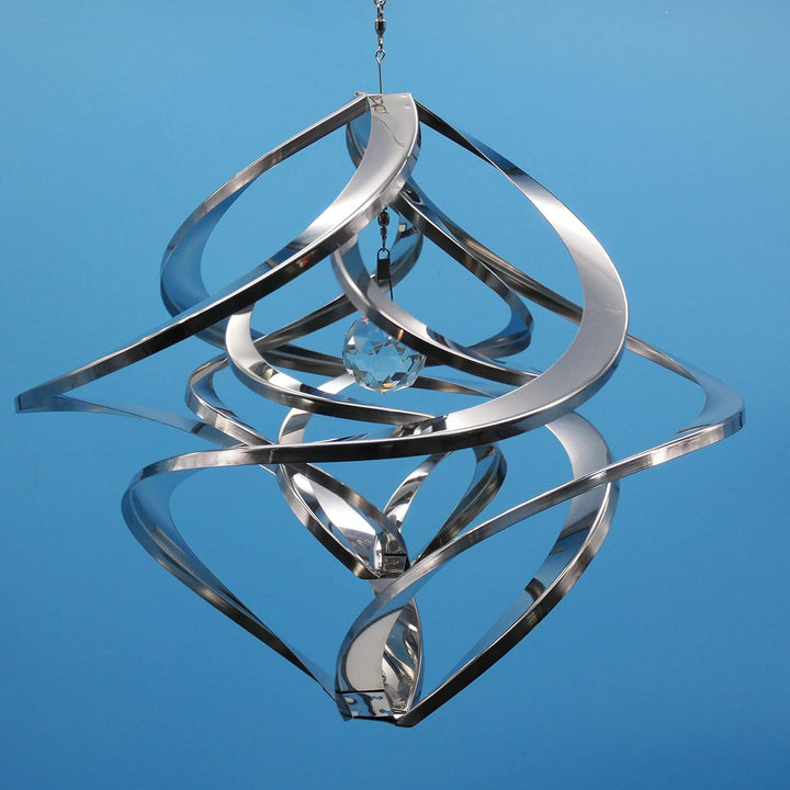 Pommerntraum ®| Edelstahlwindspiel MIT 4 cm KRISTALL ROSTFREI Windspiel Edelstahl Winddancer Unruhe