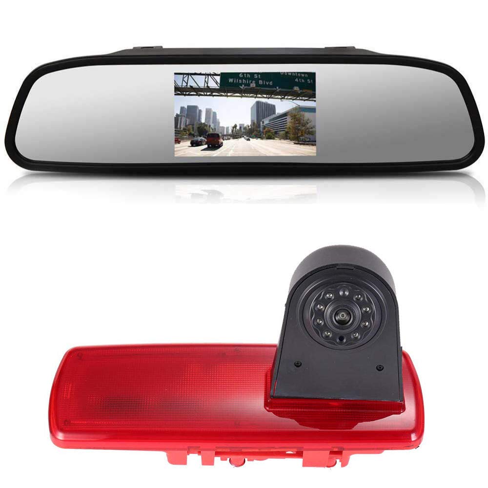 Auto Dritte Dach Top Mount Bremslicht Rückfahrkamera +4,3 inch Rückspiegel Einparkkamera Rückfahrsys