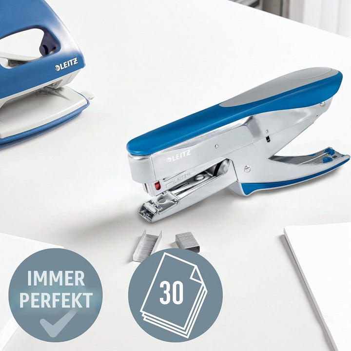 Leitz Heftzange, Für 30 Blatt, Ergonomisches Design aus Metall mit Gummioberflächen &amp; Büro Locher au