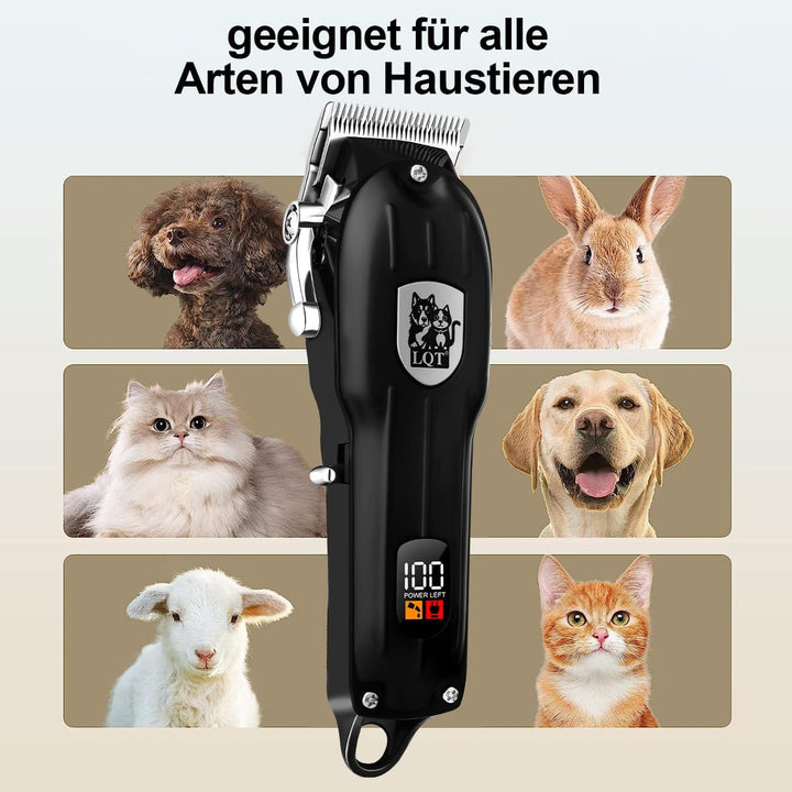 LQT Schermaschine Hund, Wiederaufladbare Kabellose Geräuscharme Hundeschermaschine, Geeignet für Kat