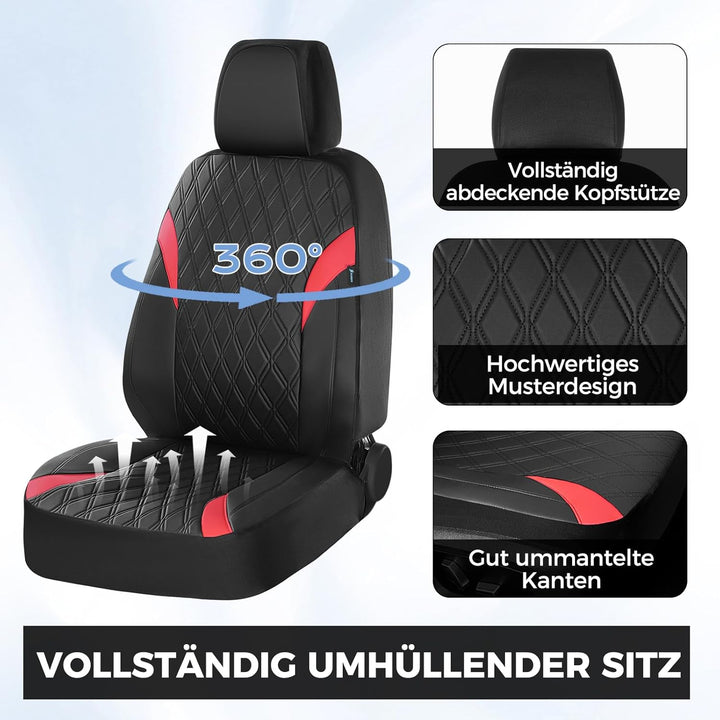 FLORICH Autositzbezüge Komplettset Vordersitze, Atmungsaktive PU Leder Sitzbezüge, Wasserdichter Aut