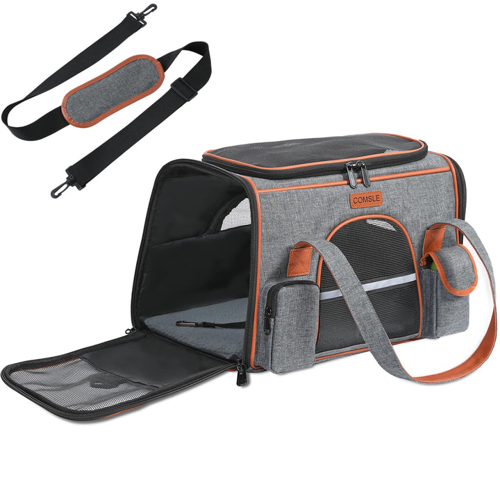 COMSLE Faltbare Transporttasche für Katze Hunde bis 7 kg L（50x28x30cm） Dunkelgrau, L（50x28x30cm） Dun