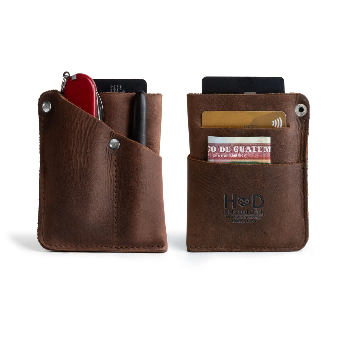 Hide & Drink, Fronttasche Geldbörse Handgefertigt aus Vollnarbenleder - Multitool-Tasche, Kartenhalt