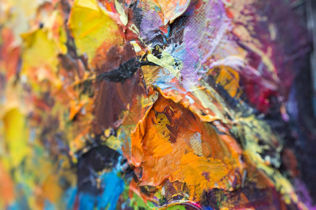 YS-Art Abstrakt Stil Acryl Gemälde auf Leinwand Herbstliche Allee handgemalt Wandbilder Wohnzimmer m
