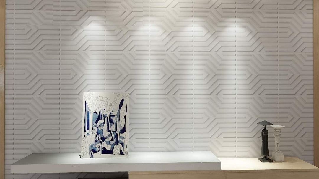 Art3d Wandpaneele PVC 3D geometrisches Mate-Design mattweiss 50 x 50 cm 12 Stück 50x50cm Mattweiss,