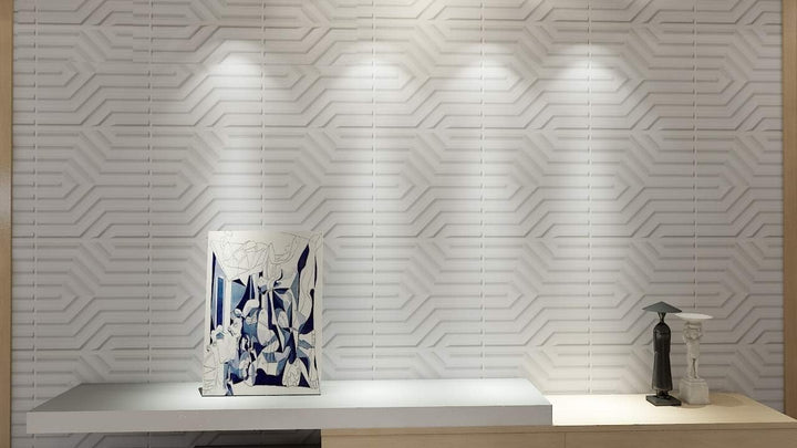 Art3d Wandpaneele PVC 3D geometrisches Mate-Design mattweiss 50 x 50 cm 12 Stück 50x50cm Mattweiss,