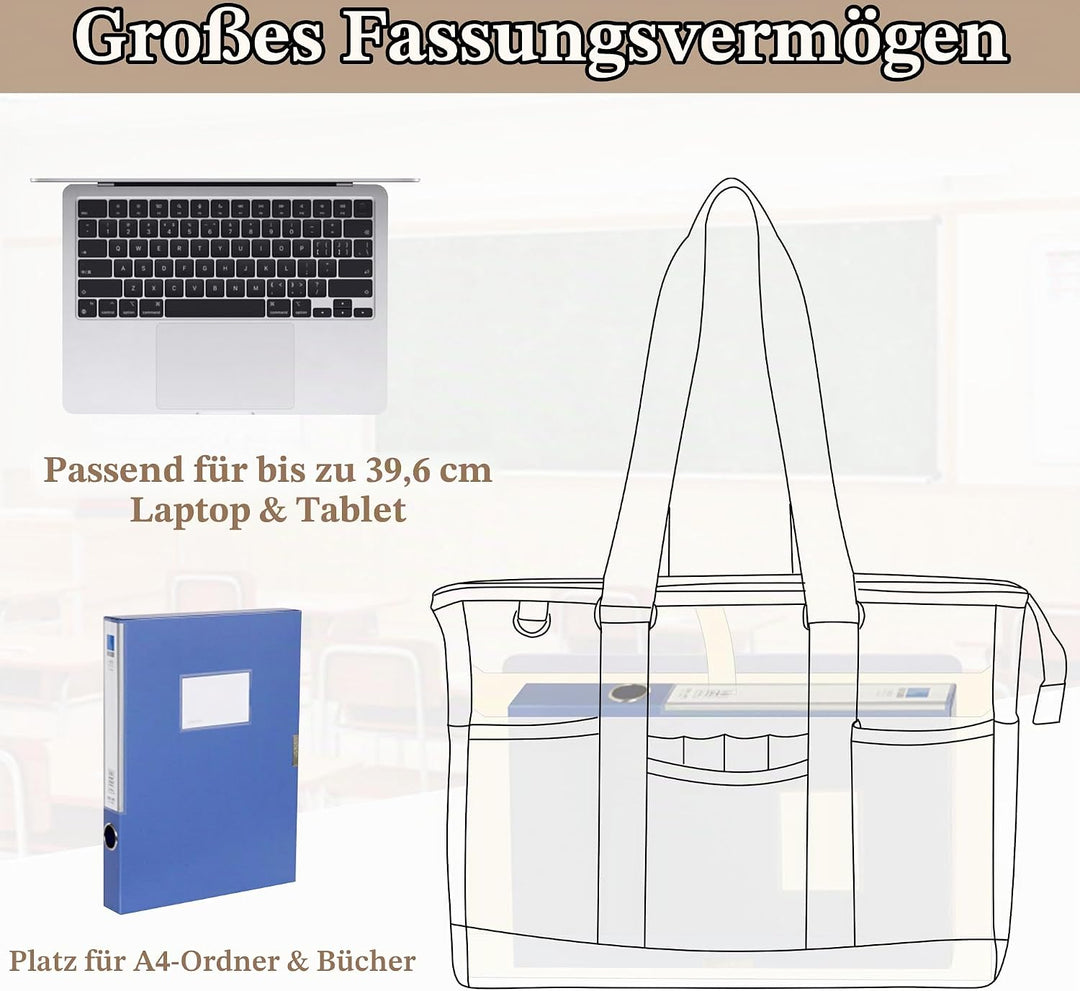 Damero Lehrertasche, Lehrer Arbeitstasche mit gepolstertem Laptopfach, Lehrer Utility Tasche mit meh