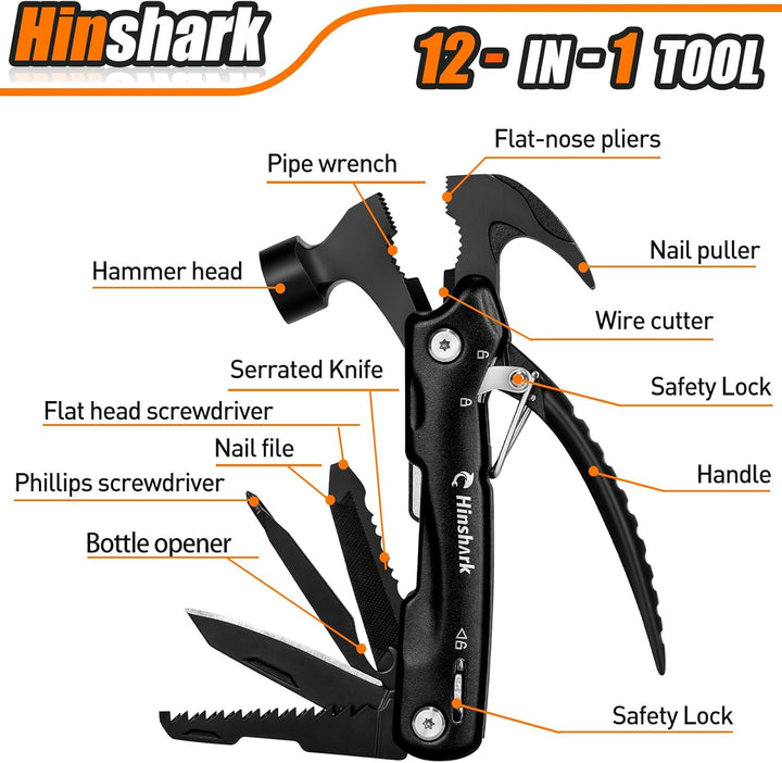 Hinshark Geschenke für Männer, 12 in 1 Multitool Camping Zubehör, Adventskalender Füllung für Männer