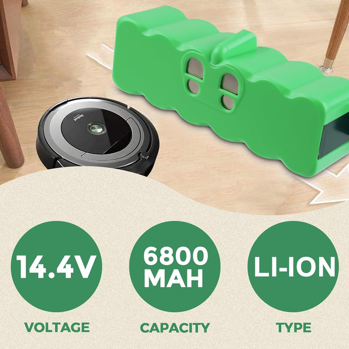 VANTTECH 14.4V 6800mAh LI-ion Staubsauger Ersatz für iRobot 14.4V Akku Roomba 500 600 700 800 Series