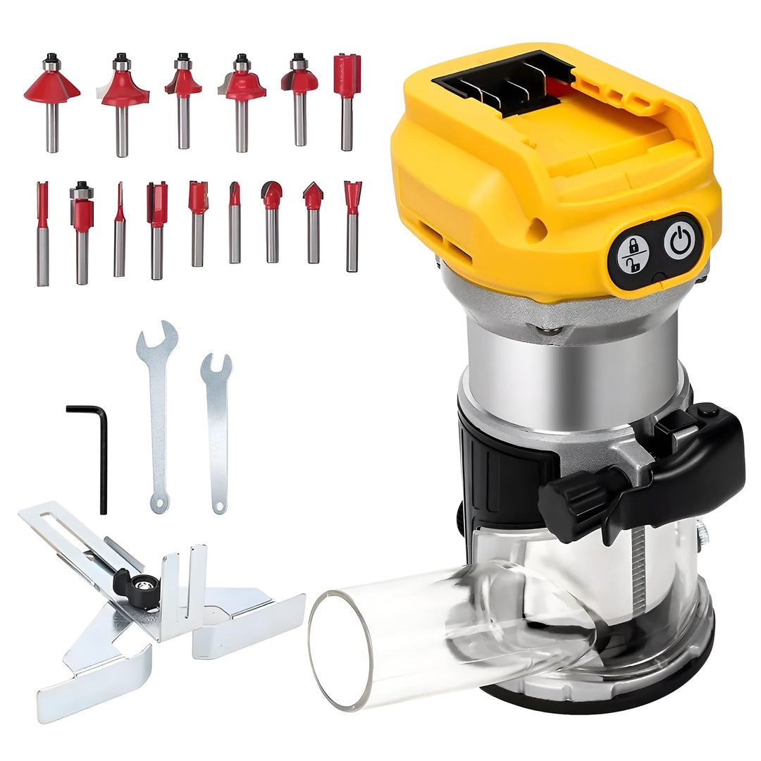 Kabelloser Oberfräse Dewalt, 18/20 V Akku, 800 W, 30.000 U/min, bürstenlos, 6 Geschwindigkeiten, Alu