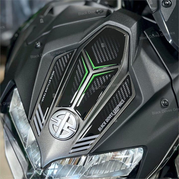 Harzbeschichtete 3D-Aufkleber Schutz kompatibel mit KAWASAKI Z H2 SE 2021-2024 (Frontschutz), KAWZH2
