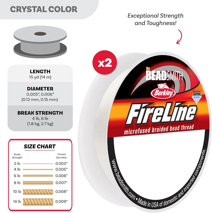 Fireline by Berkley – Micro-Fused Braided Thread – 2-Pack, Crystal Color, 4lb. and 6lb. Test, 15 Yar