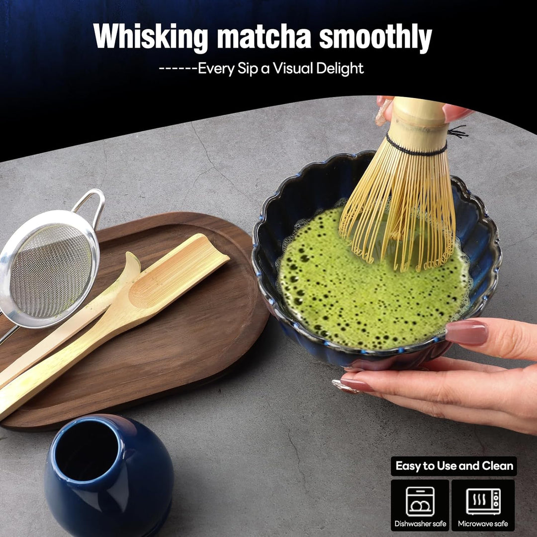 Matcha Set,Matcha-Schneebesen-Set (6-teilig),Matcha Tea Set,Keramik Matcha Kit Enthält Matcha-Schale