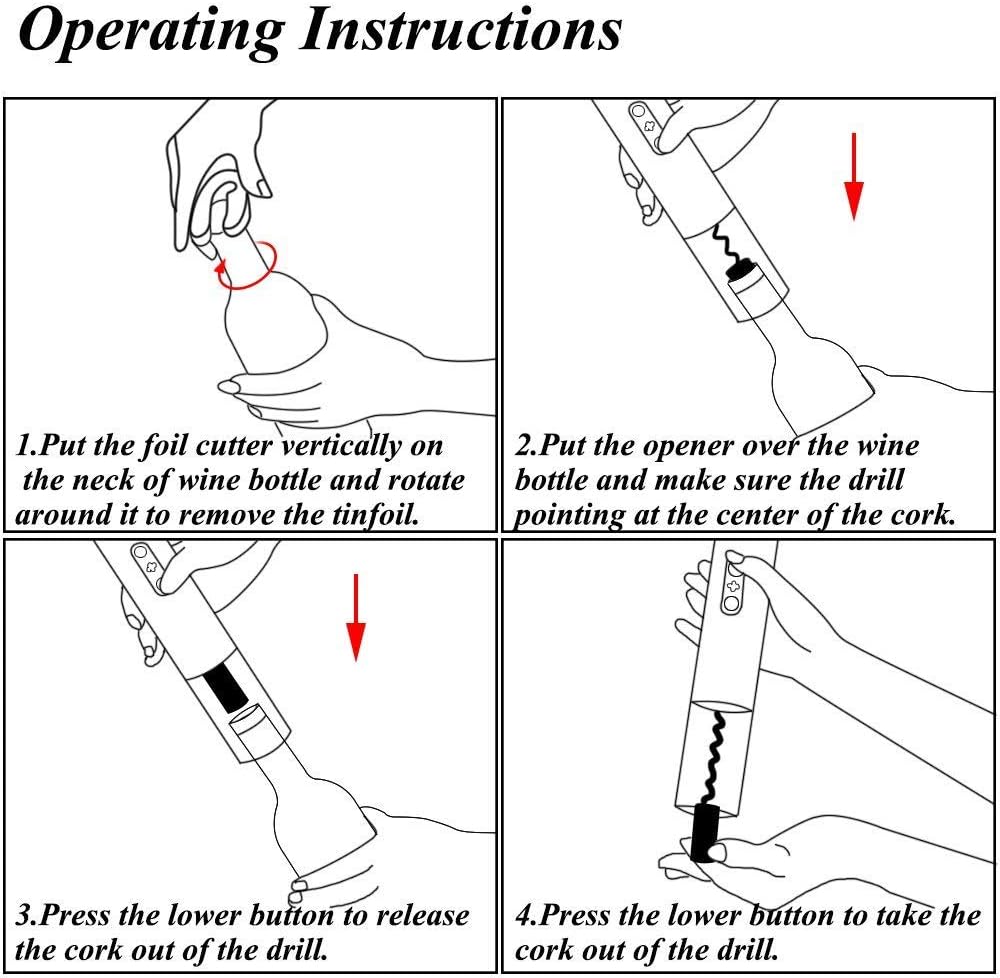 Elektrischer Korkenzieher, Bi-Komfort, Automatischer Flaschenöffner, Elektrischer Weinöffner, Automa