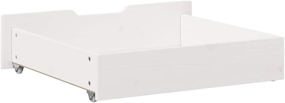 Bettschubladen 2er Set Weiss 65x55x17 cm Unterbettkommode aus Massivholz Kiefer Stauraum für Bettwäs