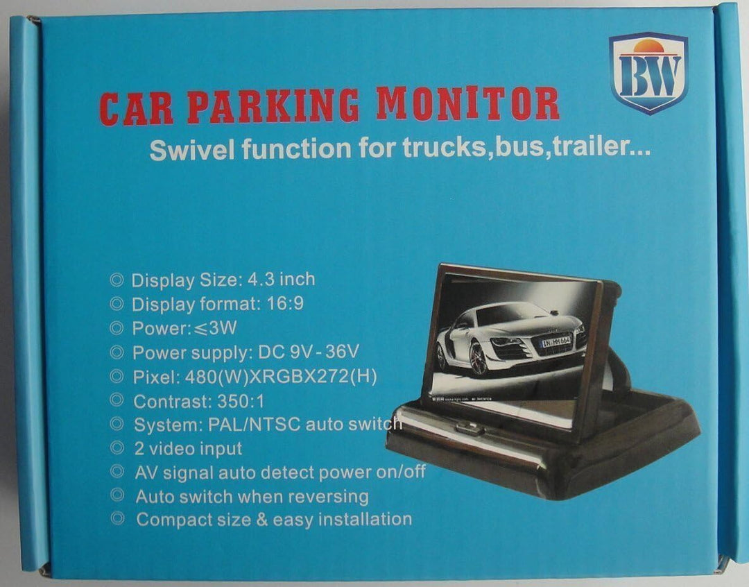 BW 4,3 Zoll TFT LCD Auto Monitor Auto Rückfahrkamera Parkmonitor mit LED Hintergrundbeleuchtung Disp