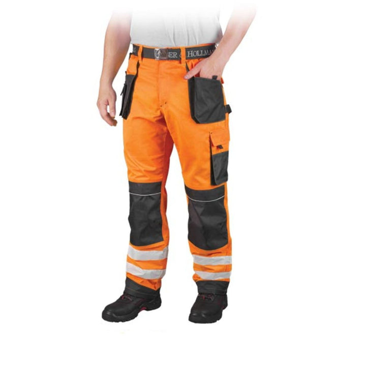 Leber & Hollman Herren Arbeitshose LH-FMNX-B, 100% Polyester 270 g/m2, Taschen für Knieschoner, refl