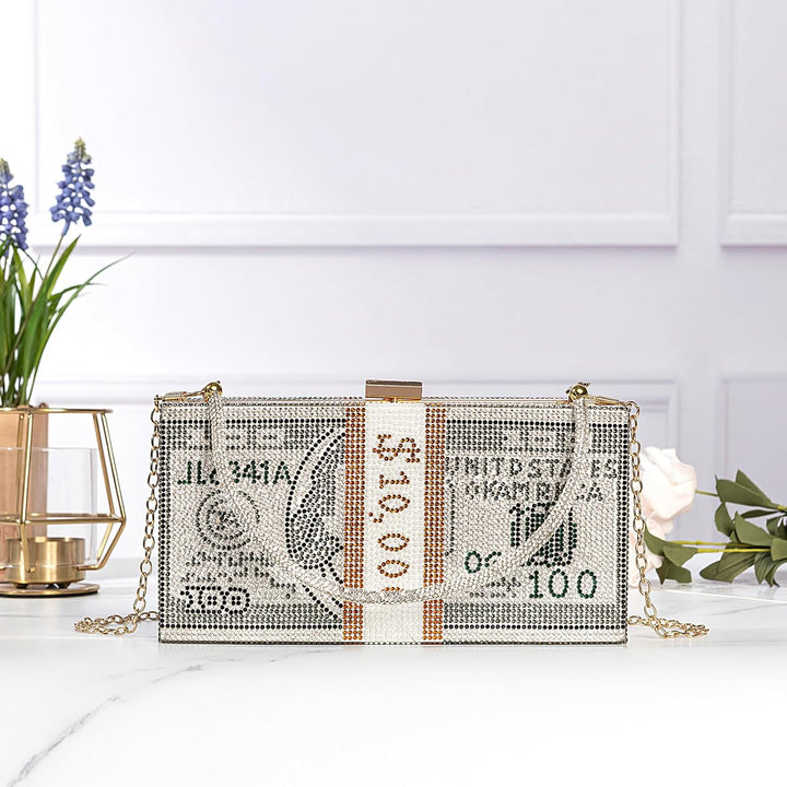 Covelin Dollar Clutch börse für Frauen Strass Abendhandtasche tasche, Grau (grau), Small, Grau