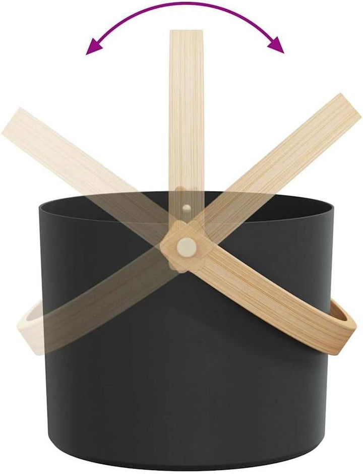 Sauna Zubehör Set 2-teilig Schwarz aus Aluminium und Kiefernholz mit 7L Eimer und Schöpflöffel für I