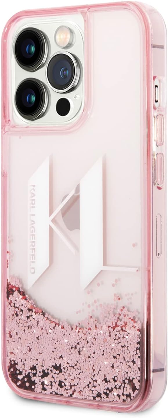 Karl Lagerfeld KLHCP14LLBKLCP Hülle für iPhone 14 Pro 6,1" rosa/pink hardcase Liquid Glitter Big KL