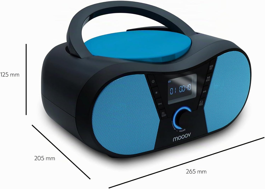 MOOOV 477412 CD-Player Sportman mit UKW-Radio, USB-Port, Sleep- und ID3-Funktionen Blue &amp; Black, Blu
