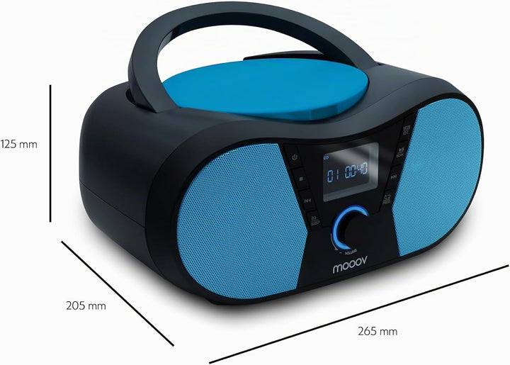 MOOOV 477412 CD-Player Sportman mit UKW-Radio, USB-Port, Sleep- und ID3-Funktionen Blue &amp; Black, Blu