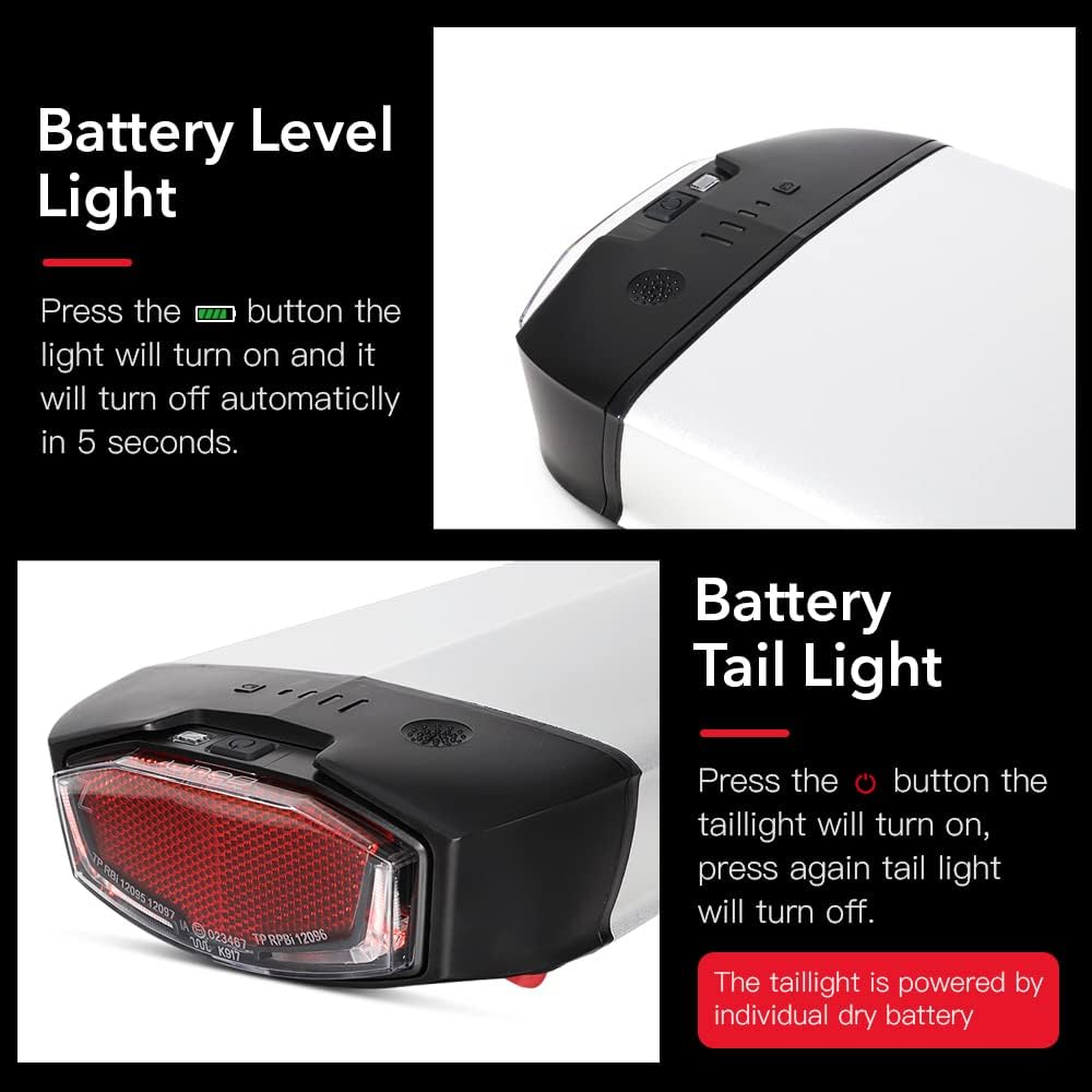 SEASON Gepäckträger Ebike Akku - 36V 13Ah 14.5Ah 15.6Ah 17.4Ah / 48V - 10.4Ah Lithinum-Ionen Batteri