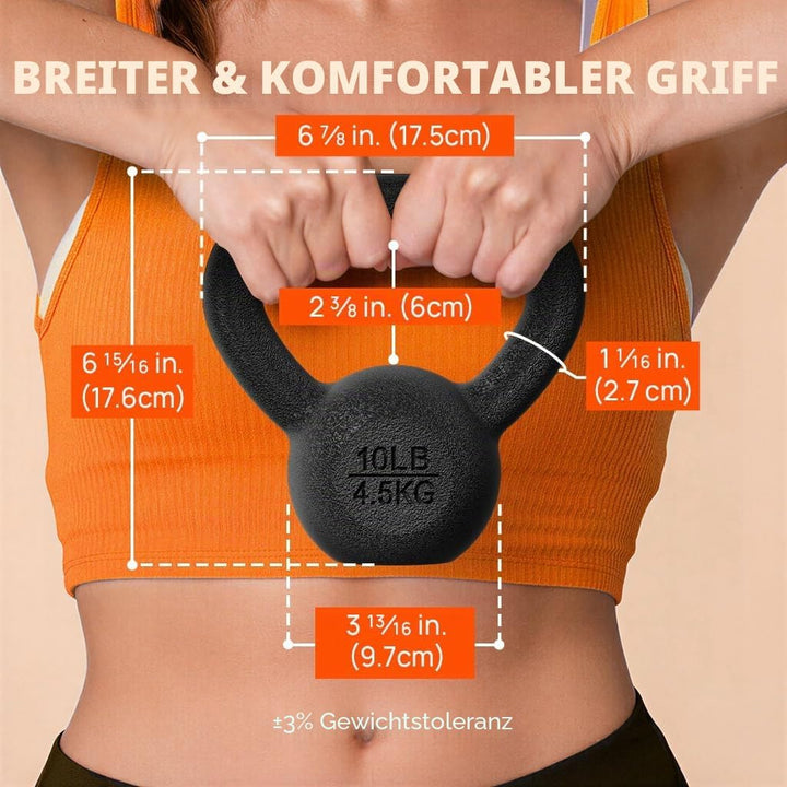 Yes4All 2-20kg Kettlebell aus Gusseisenmit Vinylbeschichtung und Gummifuss, Schwunghantel, Kugelgewi