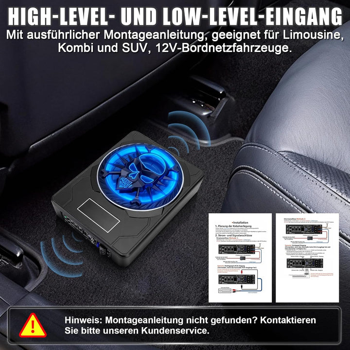 Fahrzeug Aktiver Subwoofer 10 Zoll Ultra Dünn Unter Sitz 800W Peak 220W RMS Aktives Bassmodul Integr