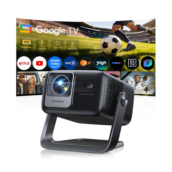 Smart Beamer【Google TV &amp; 30W Lautsprecher】Beamer 4K Heimkino Unterstützt Autofokus/6D Trapezkorrektu