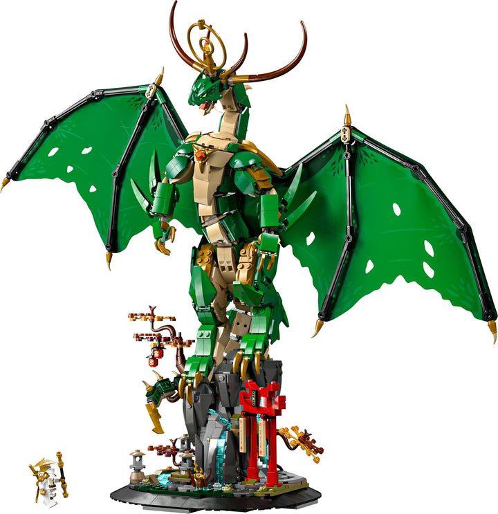 LEGO NINJAGO Wächterdrache Bauset - Mit Drachenfigur, Meister Wu Minifigur & Ständer – Bauspielset f