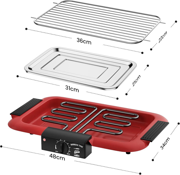 Elektrischer Grill, antihaftbeschichtet, rauchfrei, für den Innen- und Aussenbereich, 2000 W, Doppel