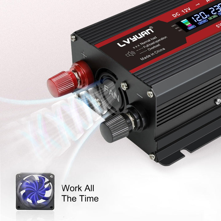 LVYUAN Spannungswandler 12V 230V 1000W / 2000W Wechselrichter LCD mit 2