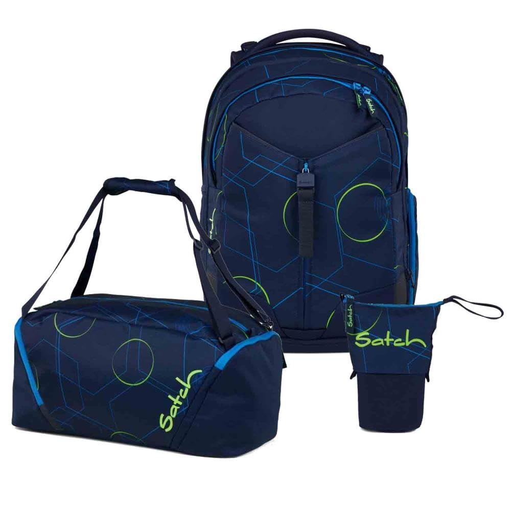 Satch Match Pencil Slider Edition Schulrucksack Set 3tlg. inkl. Sporttasche Blue Tech, Blue Tech
