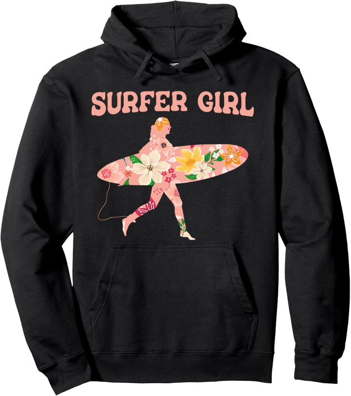 Surfer Girl Surfbrett Wellenreiten - Wassersport Surfen Pullover Hoodie