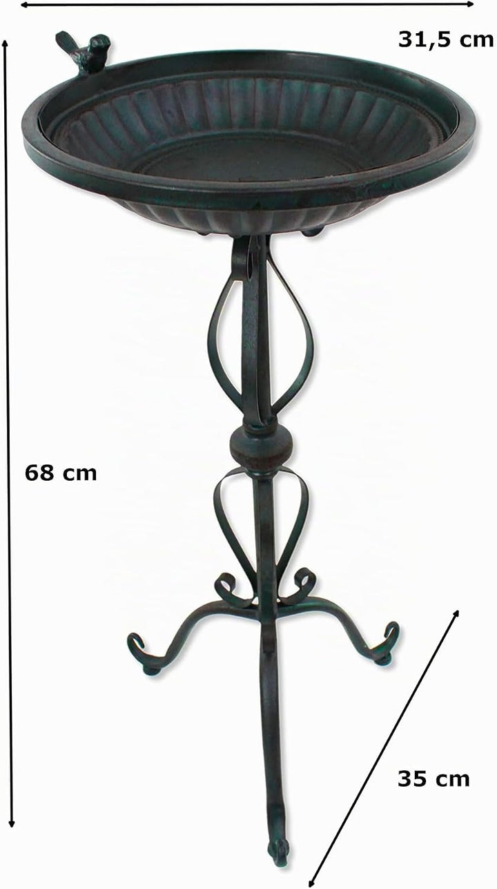 DARO DEKO Metall Vogel-Tränke anthrazit 68cm Vogelbad Wassertränke Gartendekoration