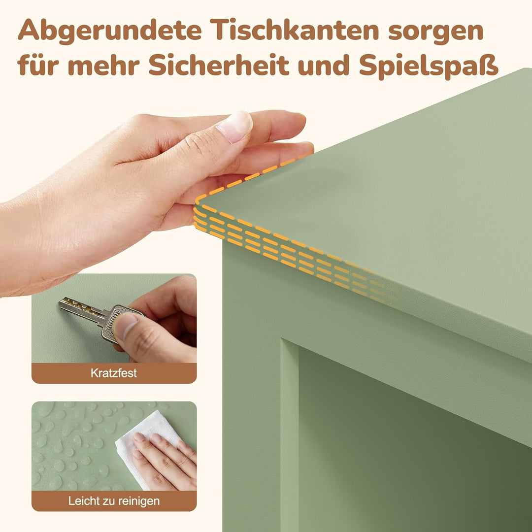 YOUDENOVA Kinderregal mit 3 Boxen &amp; Rollen, 102,2x33x61,5 cm Premium Spielzeugaufbewahrung und Büche