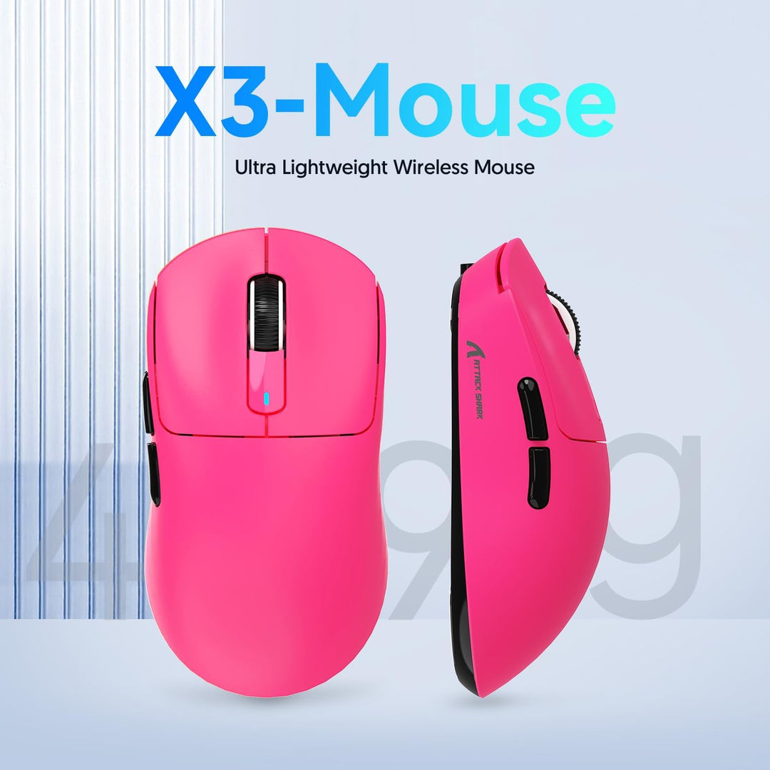 ATTACK SHARK X3 49g Superlight Mouse, PixArt PAW3395 Gaming Sensor, BT/2.4G Wireless/Wired Gaming Mo