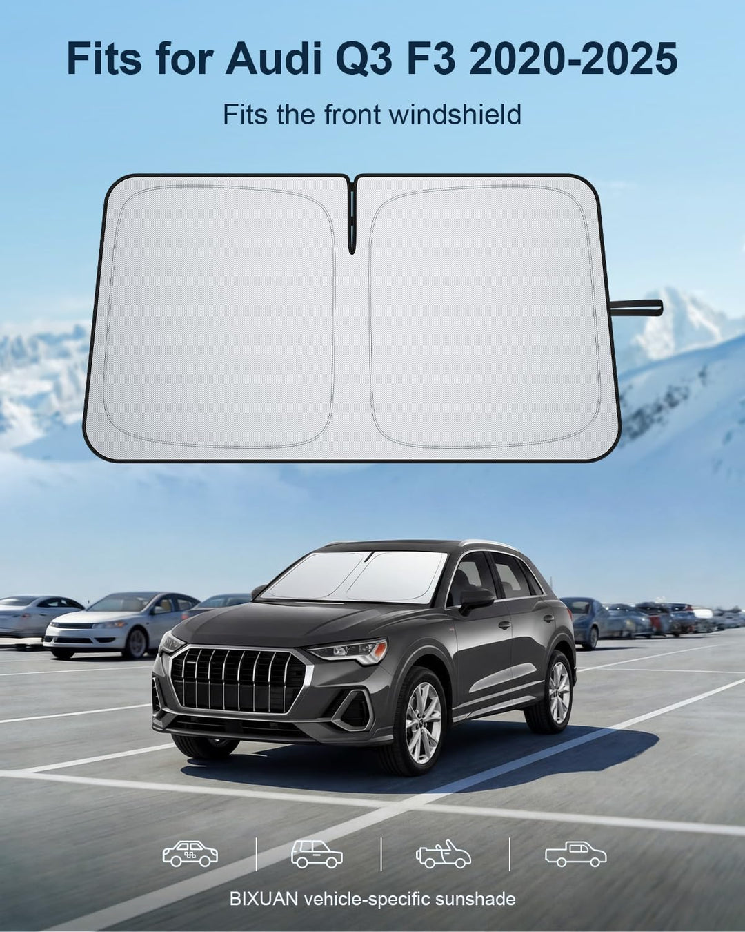BIXUAN Frontscheiben-Sonnenschutz kompatibel mit Audi Q3 F3 2020-2025 Auto Sonnenschutz Abdeckung fü